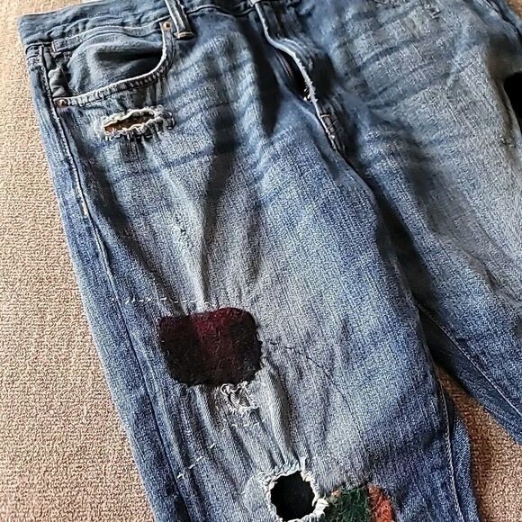 Polo Ralph Lauren Adult Womens 31 Jeans Astor Slim Boyfriend Distressed Patched - Picture 11 of 16